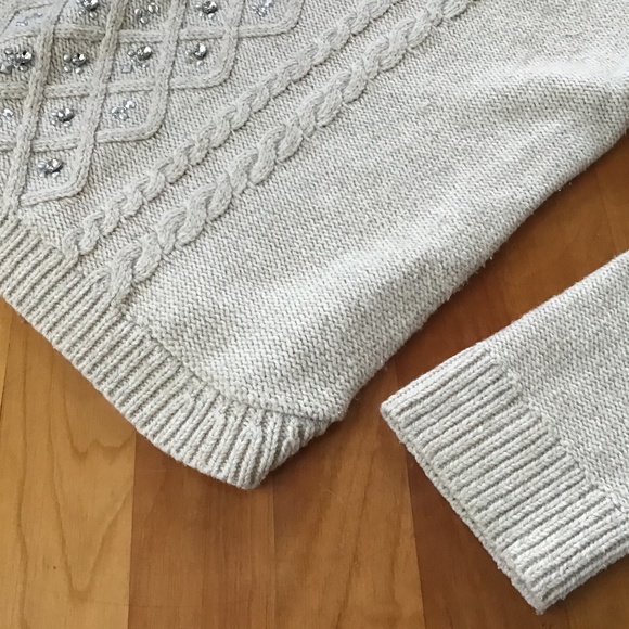 Talbots Cable Knit Sweater Jewel Embellished Small EUC - Picture 7 of 10